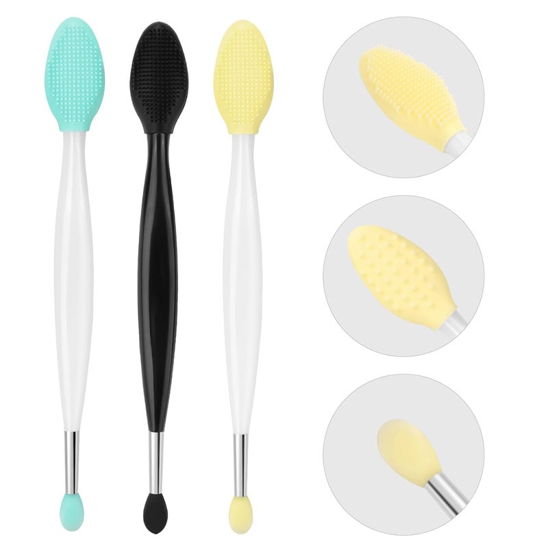 Unaone Lip Scrub Brush - 3 PCS Dual-ended Lip Scrubber Exfoliator and Silicone Lip Brush, 2-in-1 Silicone Lip Scrub Tool Lip Mask Applicator, Gentle Exfoliator & Applicator for Soft - Image 1